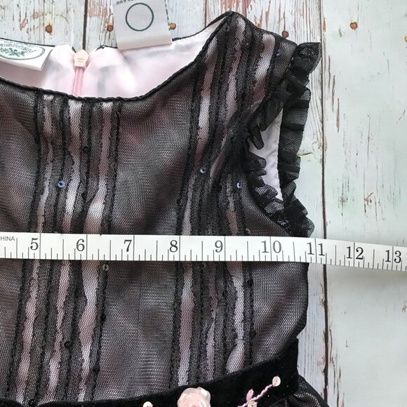 Laura Ashley Toddler Black Pink Rose Detail Party Dress  Size 4T - Picture 9 of 12